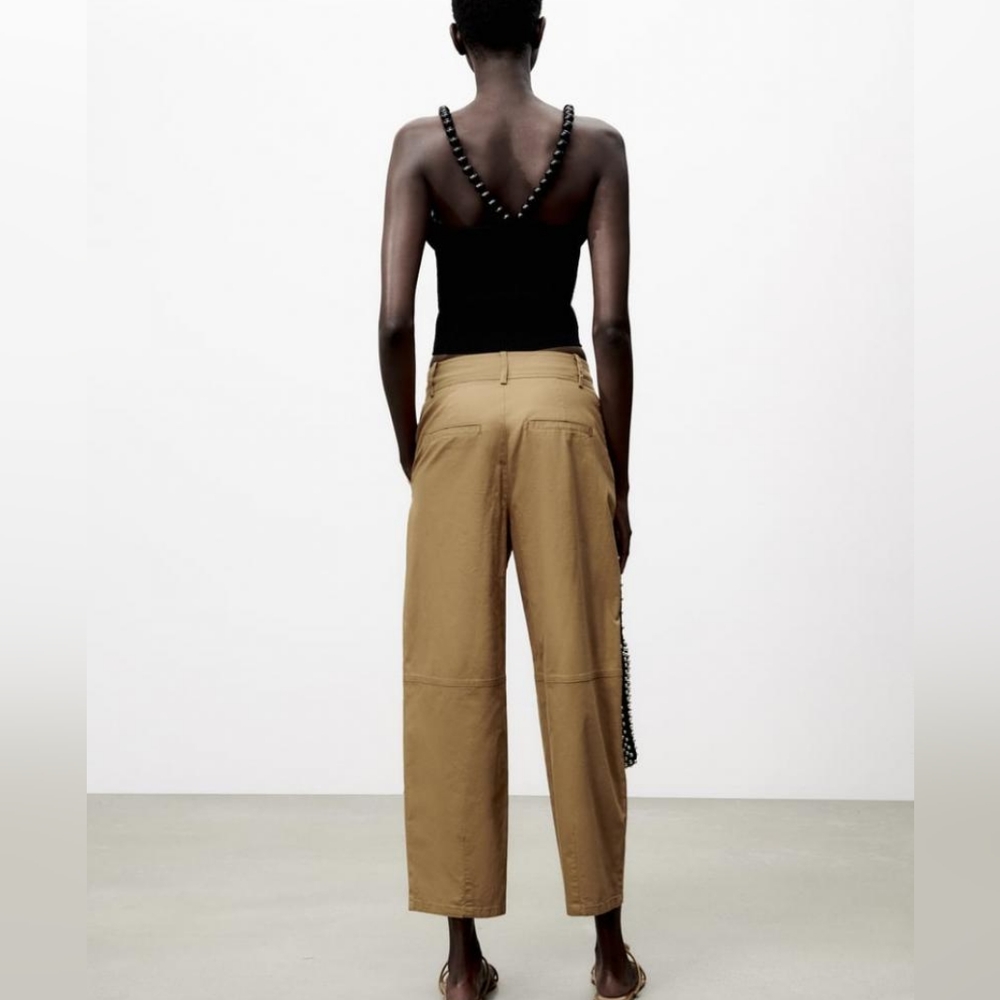 Zara NWT 100% cotton slouchy pants S - Picture 9 of 9